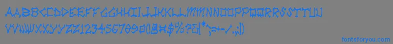 フォントRadv2c – 灰色の背景に青い文字