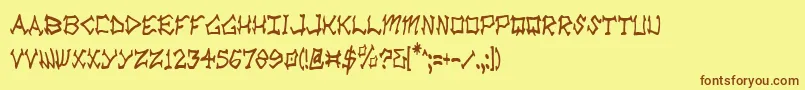 Fonte Radv2c – fontes marrons em um fundo amarelo