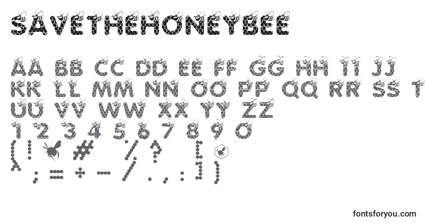 Czcionka SaveTheHoneybee – alfabet, cyfry, specjalne znaki