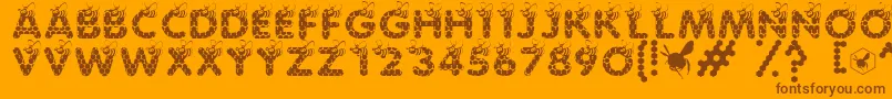 SaveTheHoneybee-Schriftart – Braune Schriften auf orangefarbenem Hintergrund