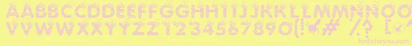SaveTheHoneybee-fontti – vaaleanpunaiset fontit keltaisella taustalla