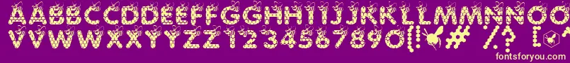 SaveTheHoneybee-Schriftart – Gelbe Schriften auf violettem Hintergrund