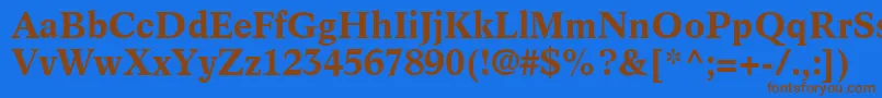 フォントInformaticsSsiBold – 茶色の文字が青い背景にあります。