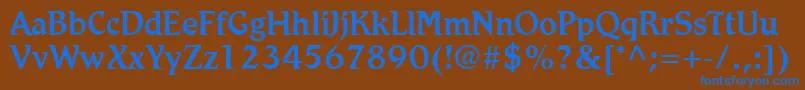 RomicLtMedium-Schriftart – Blaue Schriften auf braunem Hintergrund
