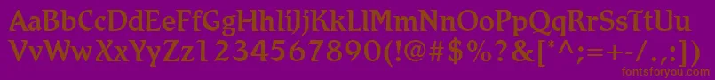 Fonte RomicLtMedium – fontes marrons em um fundo roxo