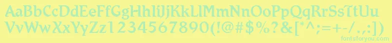 フォントRomicLtMedium – 黄色い背景に緑の文字
