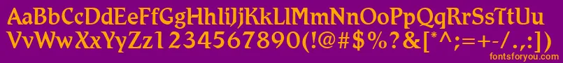 Fonte RomicLtMedium – fontes laranjas em um fundo violeta