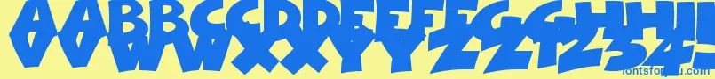 フォントComicalCartoon – 青い文字が黄色の背景にあります。