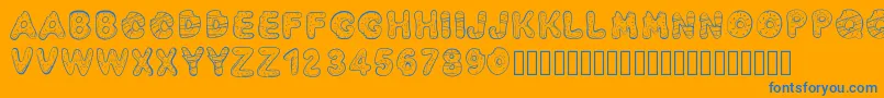 Pwyummydonuts Font – Blue Fonts on Orange Background