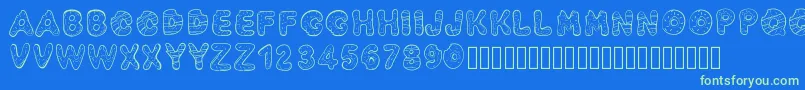 Pwyummydonuts-Schriftart – Grüne Schriften auf blauem Hintergrund