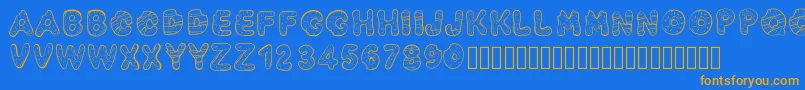Pwyummydonuts Font – Orange Fonts on Blue Background