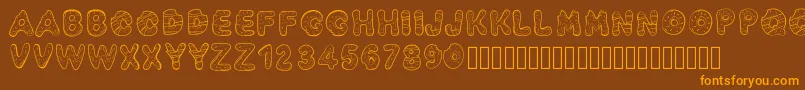 Pwyummydonuts Font – Orange Fonts on Brown Background