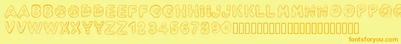 Pwyummydonuts Font – Orange Fonts on Yellow Background