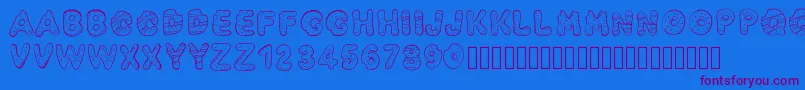Pwyummydonuts Font – Purple Fonts on Blue Background
