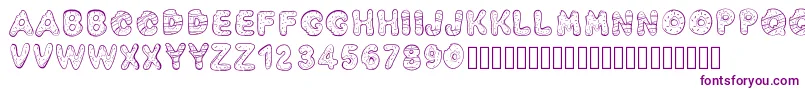 Pwyummydonuts-Schriftart – Violette Schriften auf weißem Hintergrund