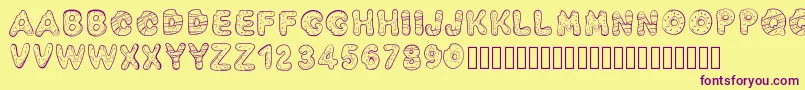 Pwyummydonuts Font – Purple Fonts on Yellow Background