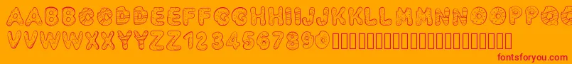 Pwyummydonuts Font – Red Fonts on Orange Background