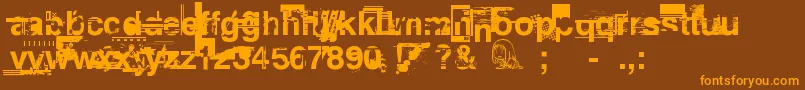 フォントPlannedObsolescence – オレンジ色の文字が茶色の背景にあります。