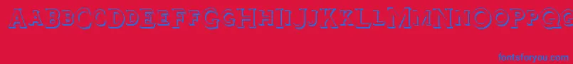 Fonte Tinplatetitlingshadowed – fontes azuis em um fundo vermelho