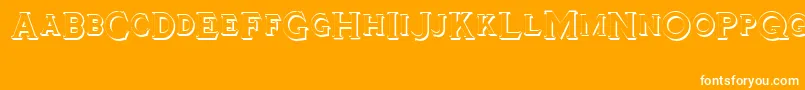Шрифт Tinplatetitlingshadowed – белые шрифты на оранжевом фоне
