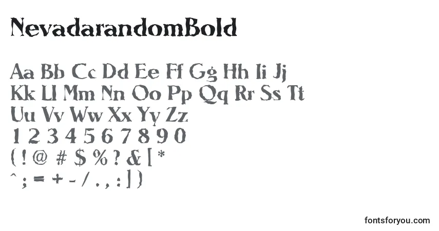 Schriftart NevadarandomBold – Alphabet, Zahlen, spezielle Symbole