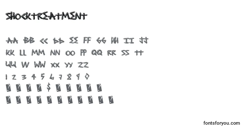 Czcionka Shocktreatment – alfabet, cyfry, specjalne znaki