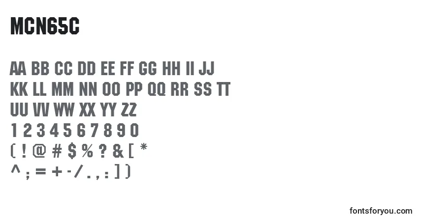 A fonte Mcn65C – alfabeto, números, caracteres especiais