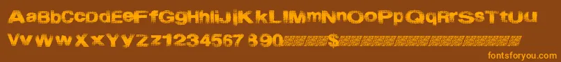 フォントStartmenu – オレンジ色の文字が茶色の背景にあります。