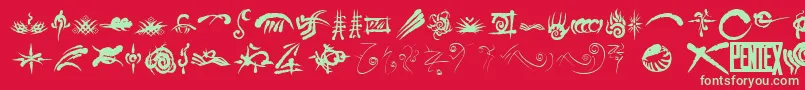 Czcionka Wwwerewolfbats – zielone czcionki na czerwonym tle