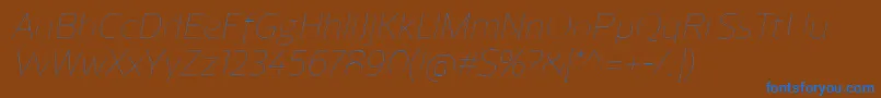 ReganUltralightitalic-Schriftart – Blaue Schriften auf braunem Hintergrund