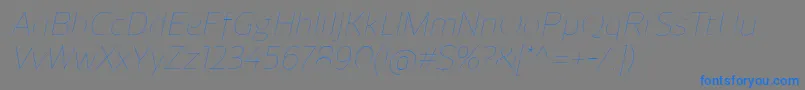 ReganUltralightitalic Font – Blue Fonts on Gray Background