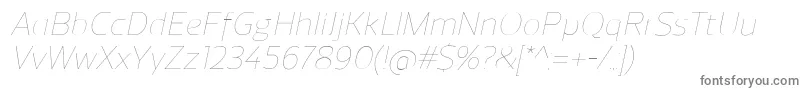 ReganUltralightitalic-fontti – harmaat kirjasimet valkoisella taustalla