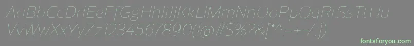 ReganUltralightitalic Font – Green Fonts on Gray Background