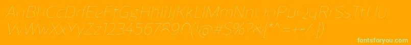 ReganUltralightitalic Font – Green Fonts on Orange Background