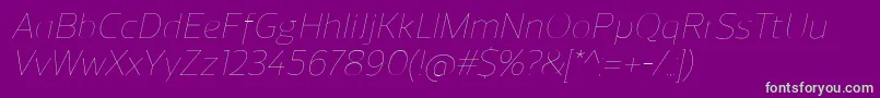 ReganUltralightitalic Font – Green Fonts on Purple Background