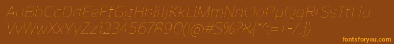 ReganUltralightitalic Font – Orange Fonts on Brown Background