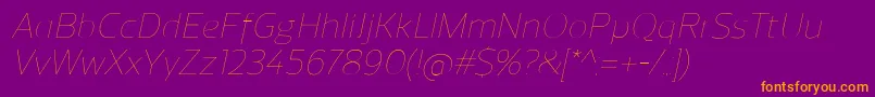 ReganUltralightitalic Font – Orange Fonts on Purple Background