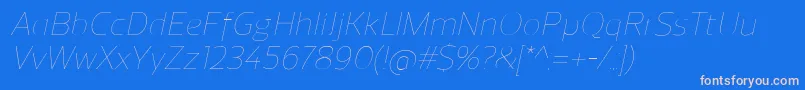 ReganUltralightitalic Font – Pink Fonts on Blue Background