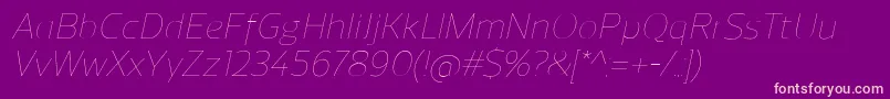 ReganUltralightitalic Font – Pink Fonts on Purple Background