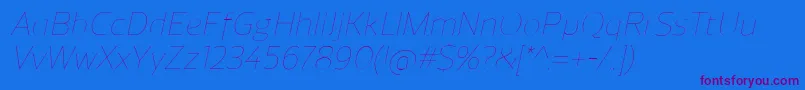 ReganUltralightitalic Font – Purple Fonts on Blue Background