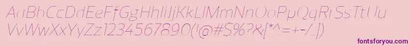ReganUltralightitalic Font – Purple Fonts on Pink Background