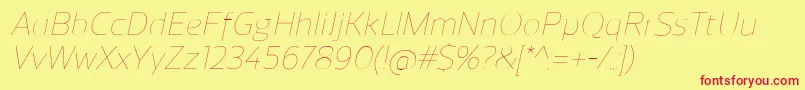 Fonte ReganUltralightitalic – fontes vermelhas em um fundo amarelo