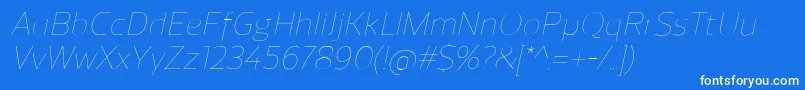 Шрифт ReganUltralightitalic – жёлтые шрифты на синем фоне