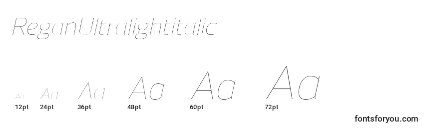 ReganUltralightitalic Font Sizes