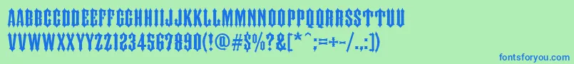 FtyIronhorseNcv-Schriftart – Blaue Schriften auf grünem Hintergrund