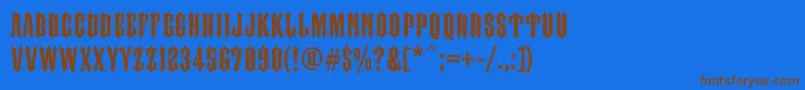 Fonte FtyIronhorseNcv – fontes marrons em um fundo azul