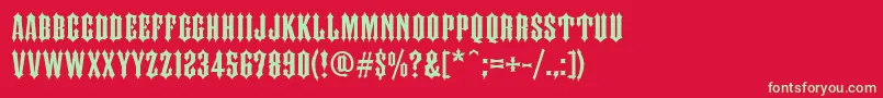フォントFtyIronhorseNcv – 赤い背景に緑の文字