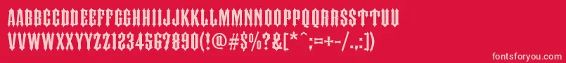 FtyIronhorseNcv-fontti – vaaleanpunaiset fontit punaisella taustalla