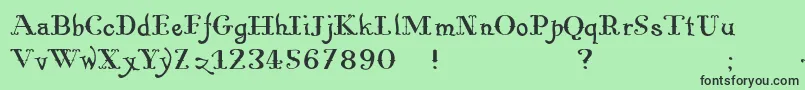 フォントPugsleyupright – 緑の背景に黒い文字