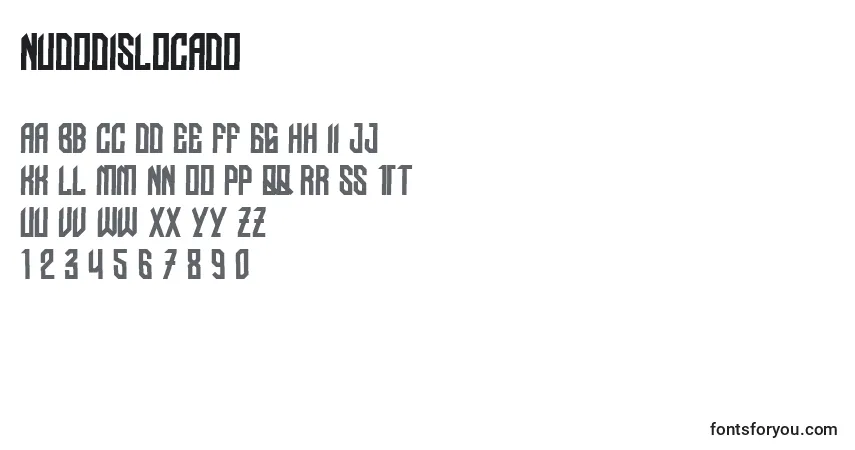 Schriftart NudoDislocado – Alphabet, Zahlen, spezielle Symbole